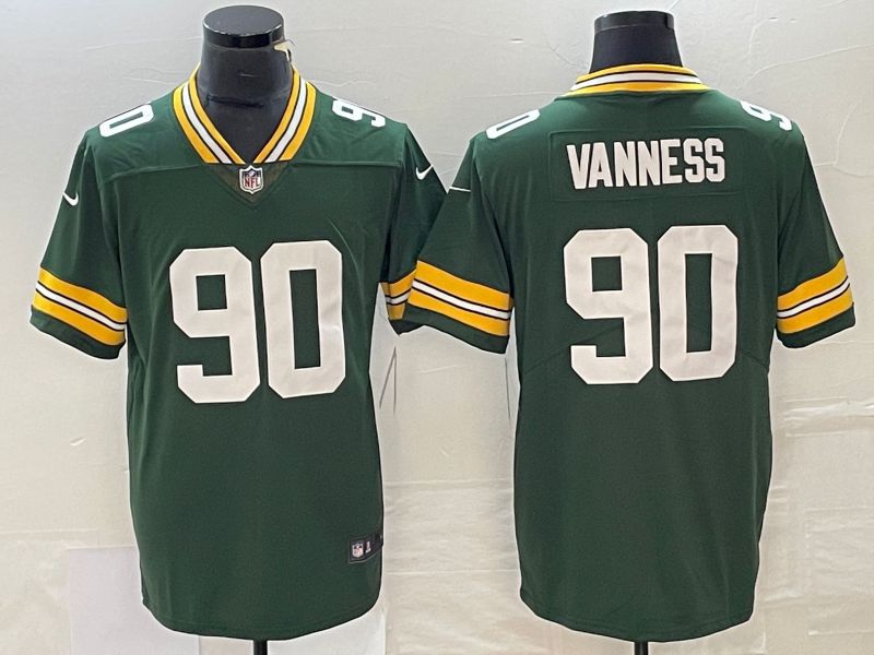 Men Green Bay Packers #90 Vanness Green Nike Vapor Limited NFL Jersey style 1